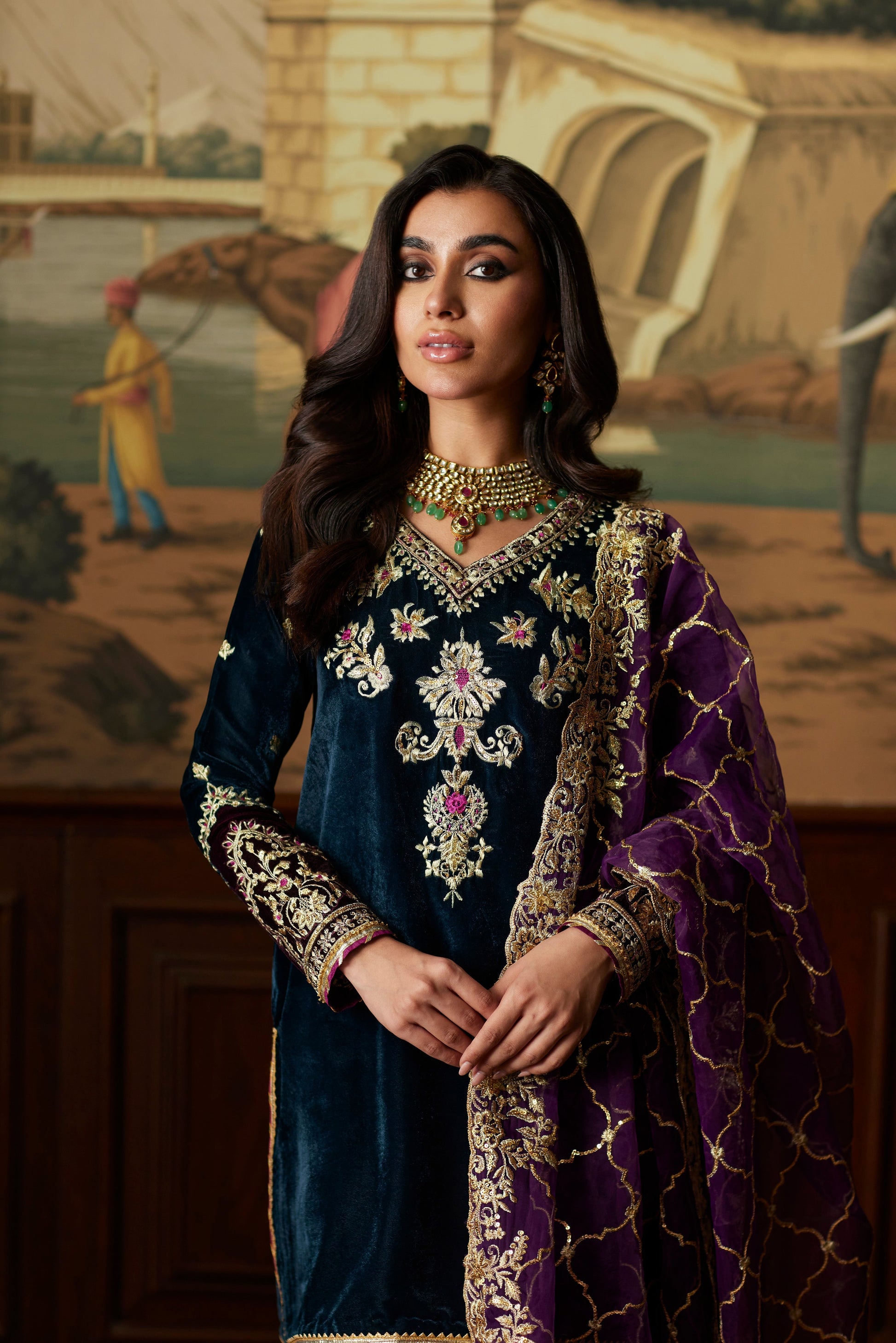 Mina Hassan | Velvet Luxe | Amani S Teal Blue Velvet