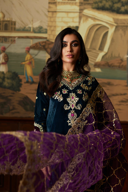 Mina Hassan | Velvet Luxe | Amani L Teal Blue Velvet