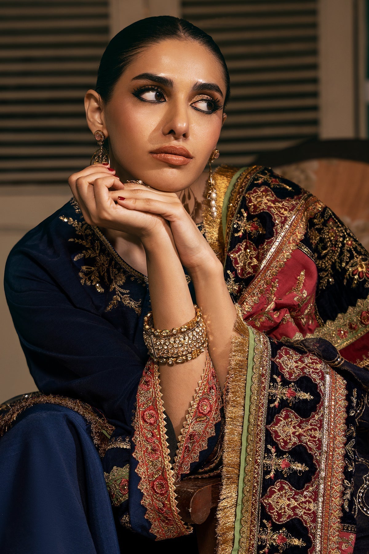 Mina Kashif | Meeral Formals 24 | Refa S Navy Blue Velvet