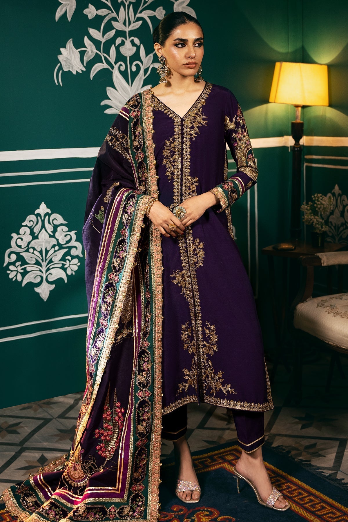 Mina Kashif | Meeral Formals 24 | Tabeer XS Deep Purple Raw Silk