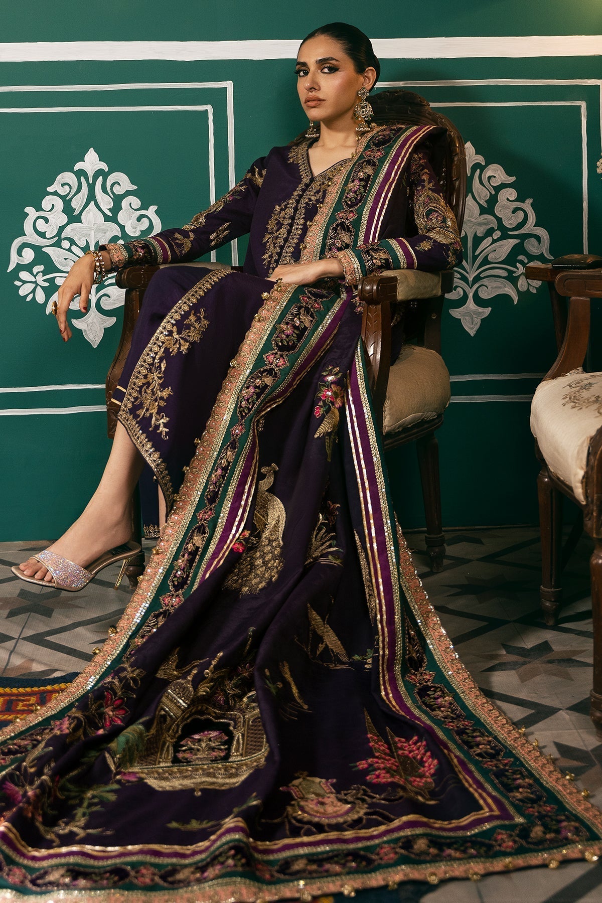 Mina Kashif | Meeral Formals 24 | Tabeer M Deep Purple Raw Silk