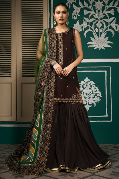 Mina Kashif | Meeral Formals 24 | Eshana XS Chocolate Brown Velvet