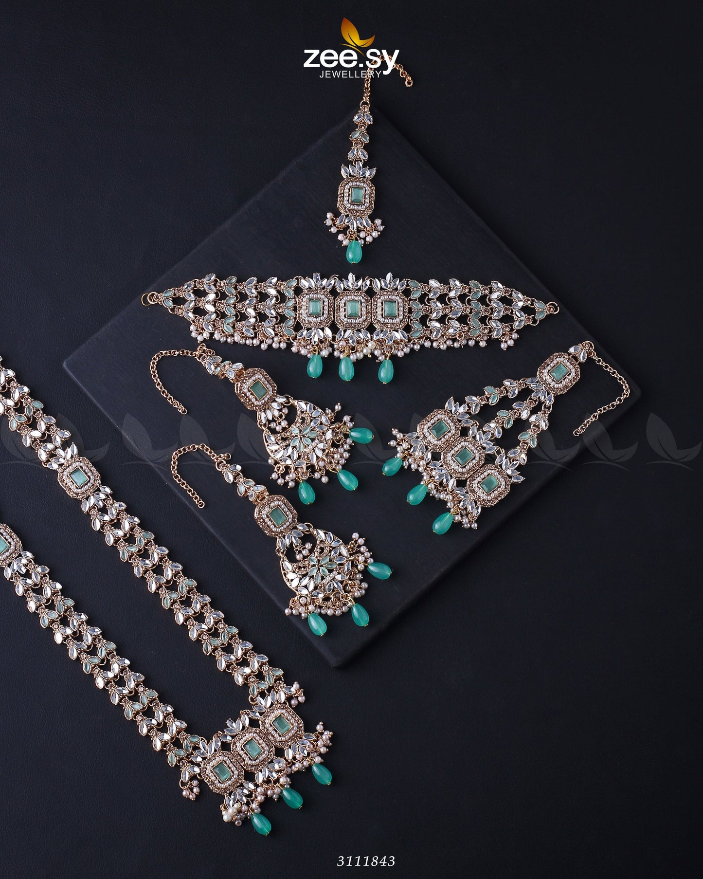 Anushka Bridal Set Golden Mint Green