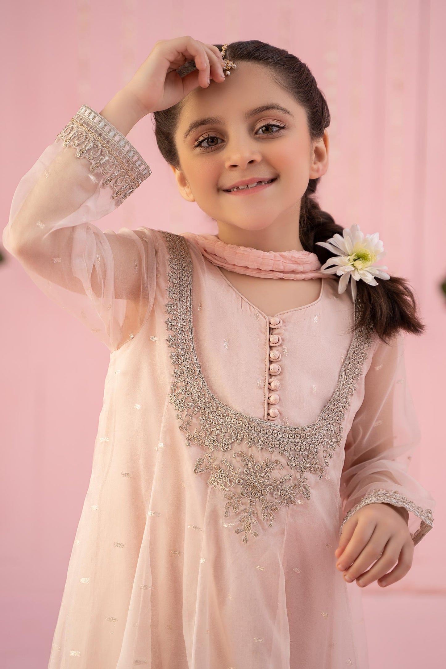 Maria B | 3 Piece Embroidered Organza Suit | MKS-EF24-19 8-Jun Pink