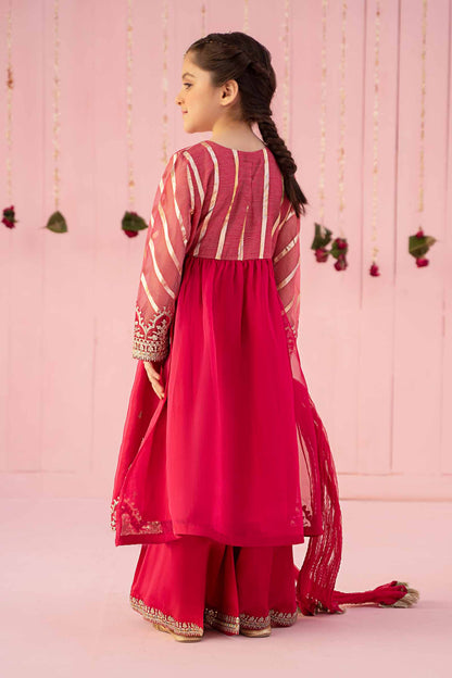 Maria B | 3 Piece Embroidered Organza Suit | MKS-EF24-27 12-Oct Pink