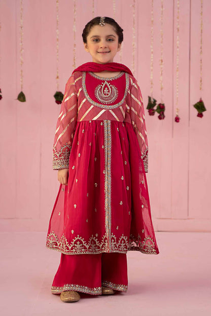 Maria B | 3 Piece Embroidered Organza Suit | MKS-EF24-27 4-Feb Pink
