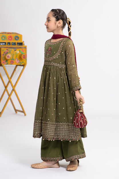 Maria B | 3 Piece Embroidered Zari Lawn Suit | MKS-EF24-33 12-Oct Green