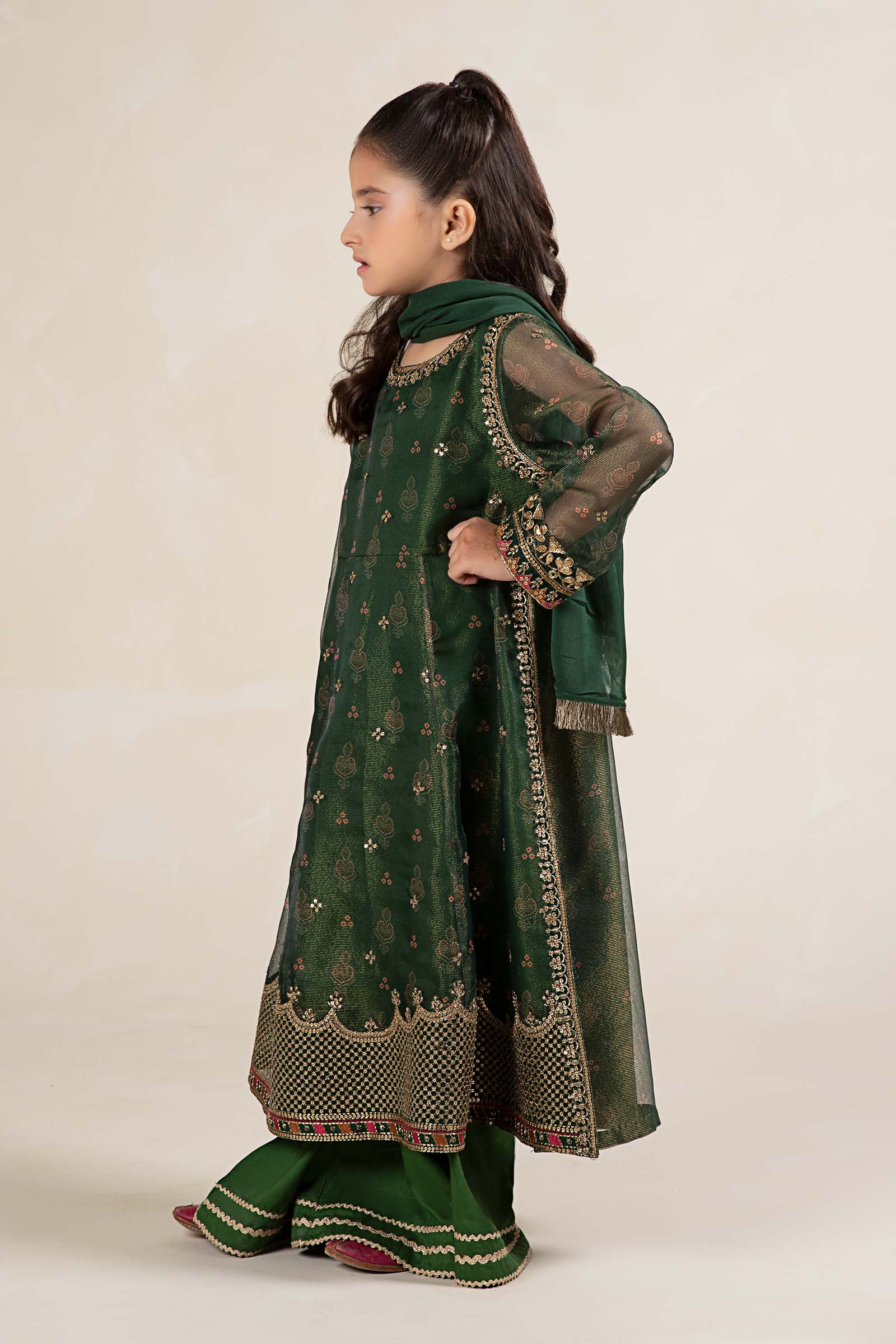 Maria B | 3 Piece Embroidered Cotton Net Suit | MKS-W24-01 8-Jun Green