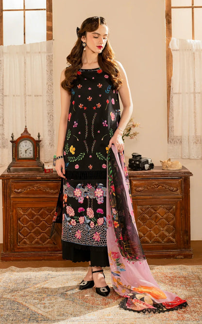Asifa and Nabeel | Meraki Vintage 25 | Morbagh (MVL25-08) XS Black Lawn