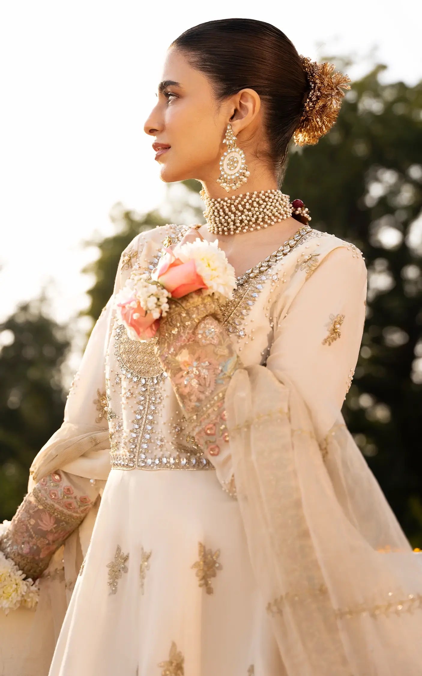 Asifa and Nabeel | Sunehri Eid 25 | Motia-(SEF25-08) XL Ivory Paper Cotton