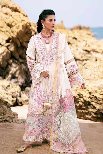 AJR Couture | Dastan Luxury Lawn 25 | Muse L White Lawn
