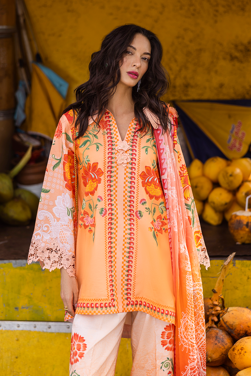 Mushq | La Dolce Hemline Prints 25 | Noemi L Pinkish Orange Lawn
