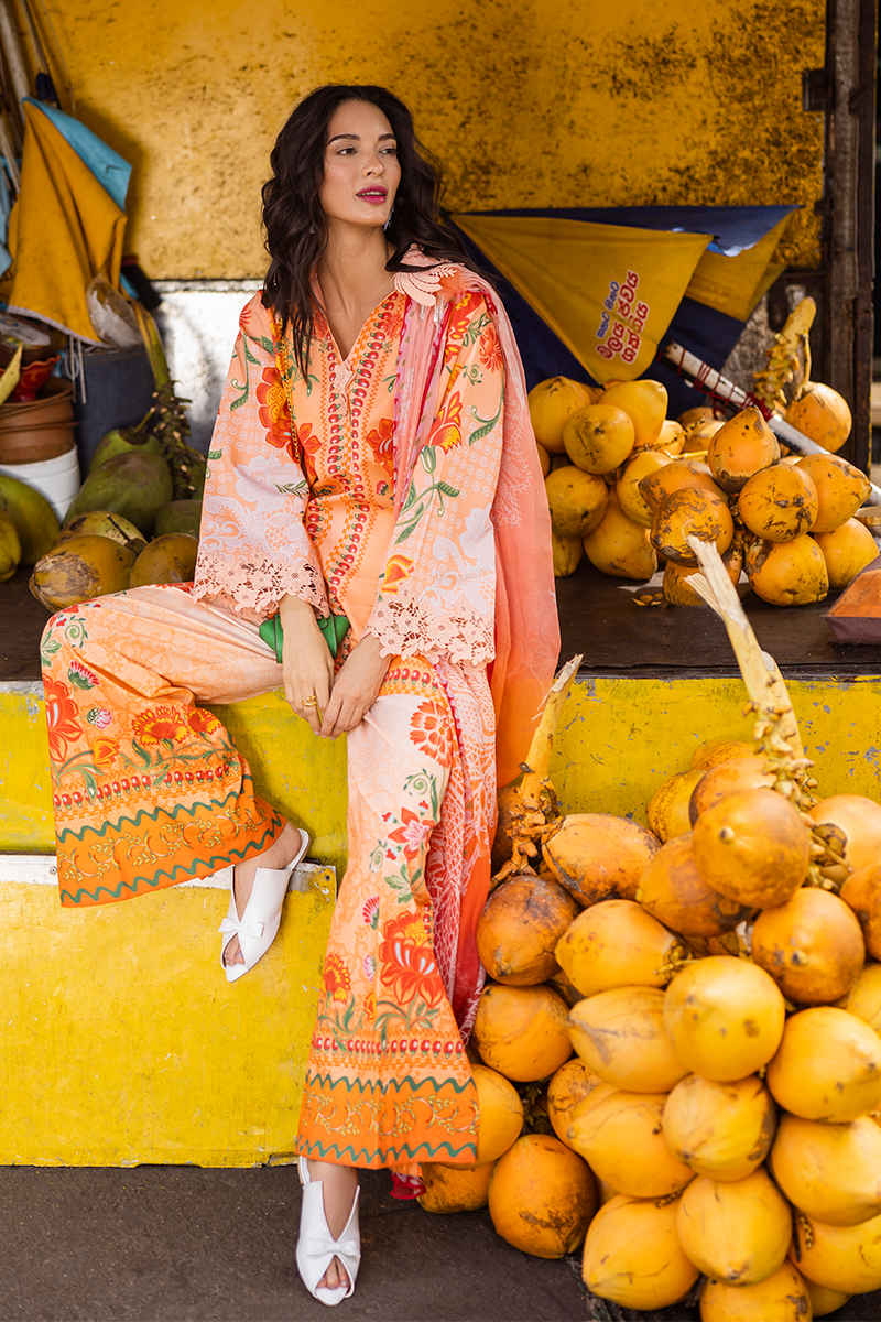 Mushq | La Dolce Hemline Prints 25 | Noemi XL Pinkish Orange Lawn