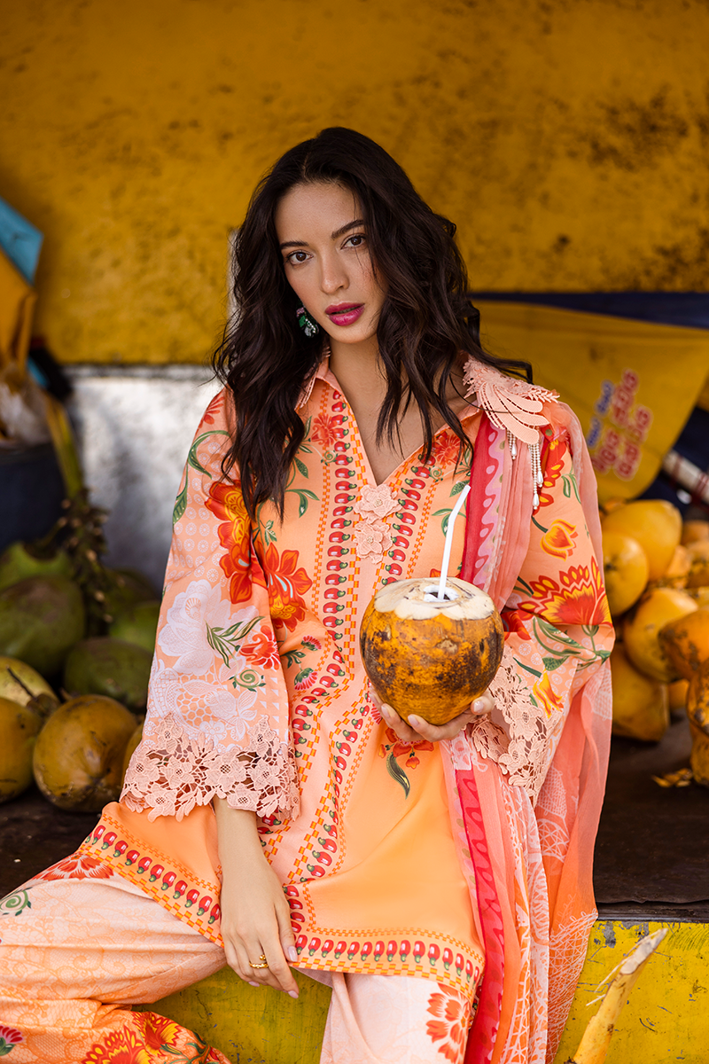Mushq | La Dolce Hemline Prints 25 | Noemi Custom Size Pinkish Orange Lawn