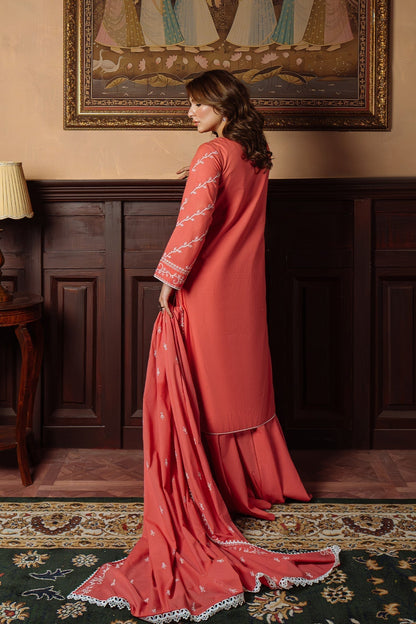 Sahar | Festive Edit Ready to Wear | Gilded Coral - RTW M Coral Lawn