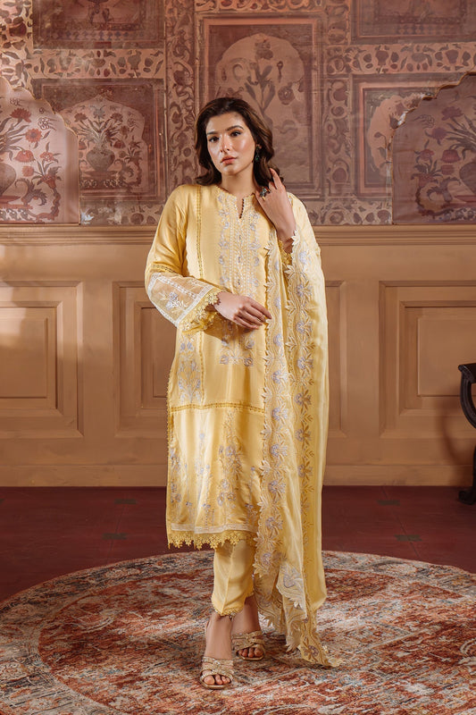 Sahar | Festive Edit Ready to Wear | Pale Primrose - RTW S Yellow Raw Silk