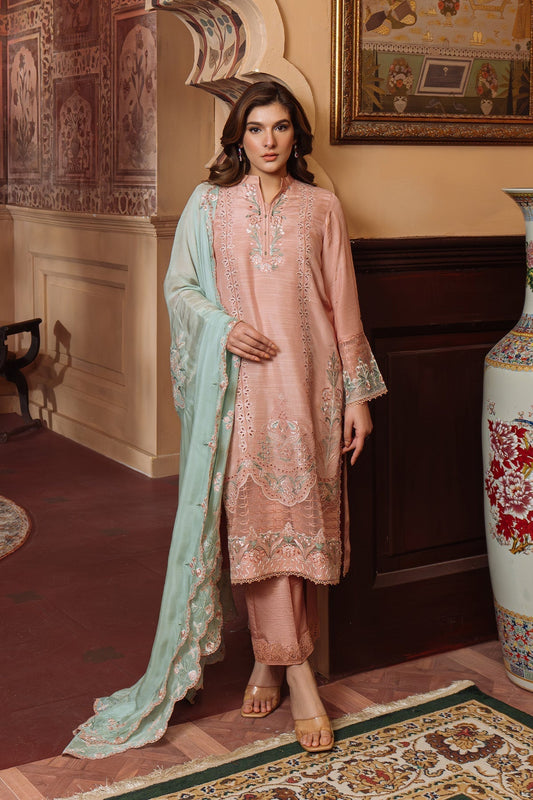 Sahar | Festive Edit Ready to Wear | Majestic Muse - RTW S Peach Pink Raw Silk