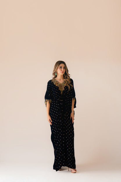 Sammy K | Velvet Festive Edit | Navy Blue Caftan L Midnight Blue Velvet