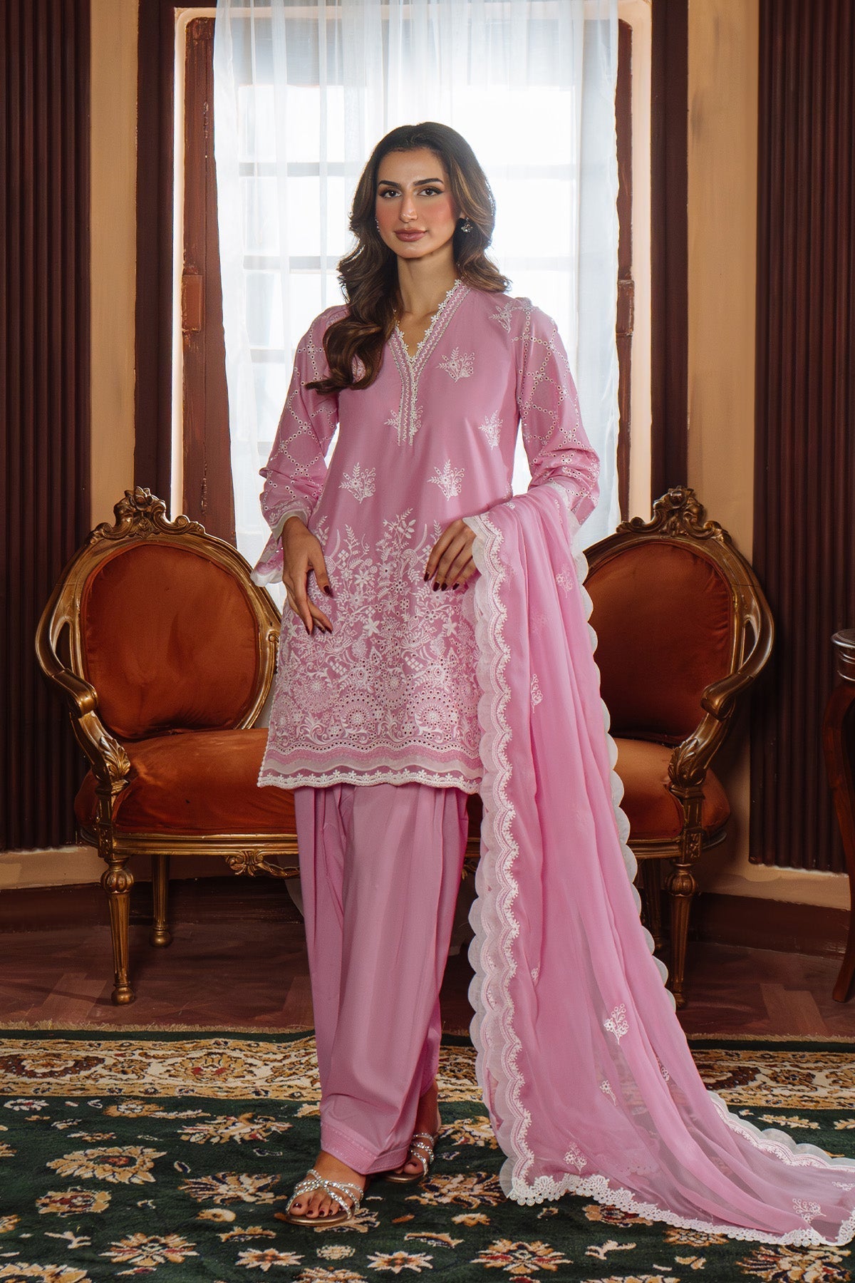 Sahar | Festive Edit Ready to Wear | Mulberry Muse - RTW S Rose Pink Lawn