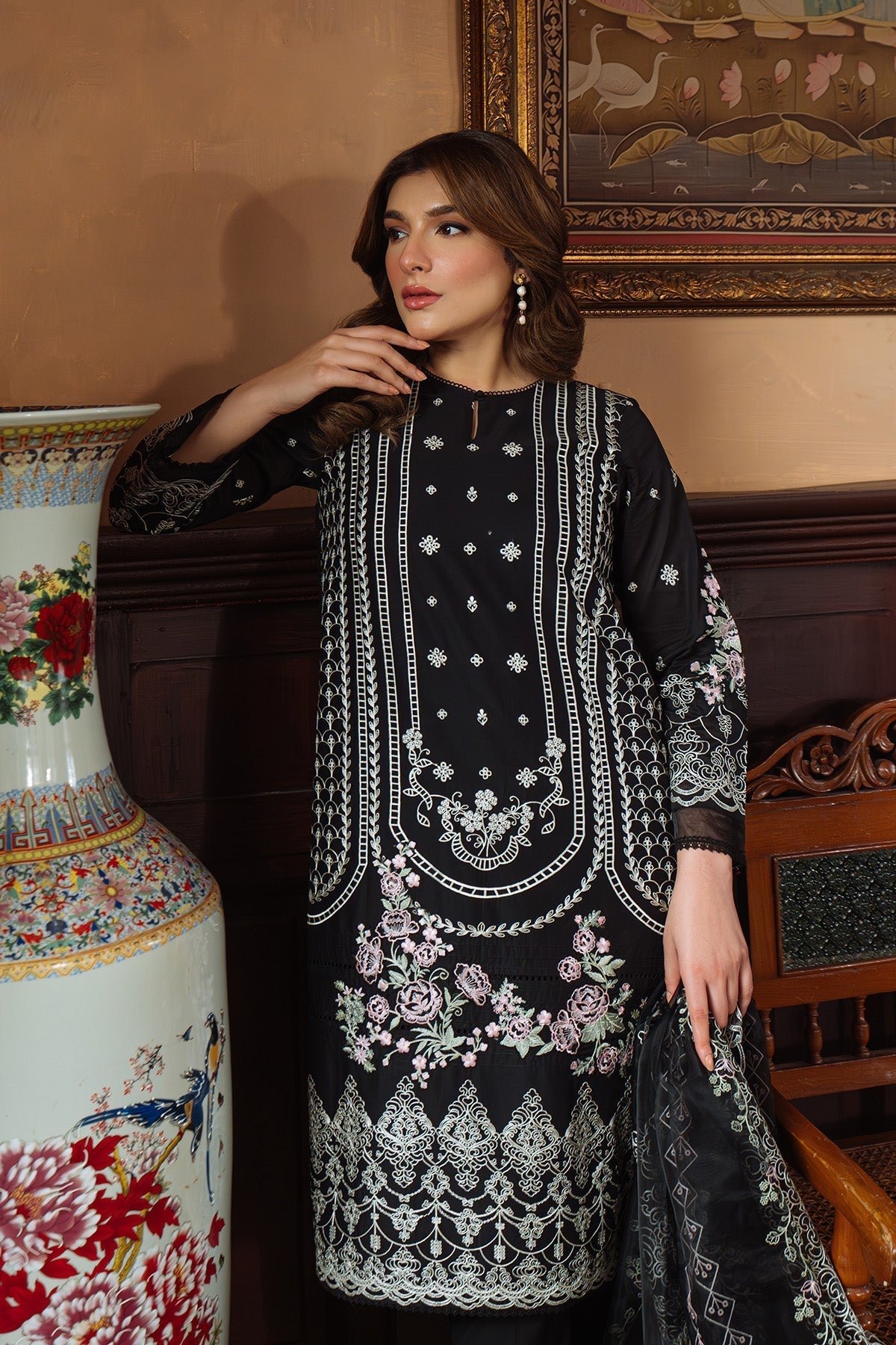 Sahar | Festive Edit Ready to Wear | Raven Poise - RTW L Black Lawn