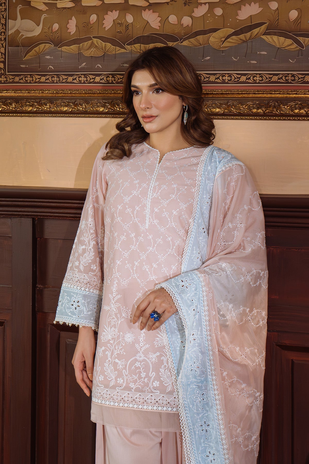 Sahar | Festive Edit Ready to Wear | Pastel Rose - RTW L Blush Pink Lawn