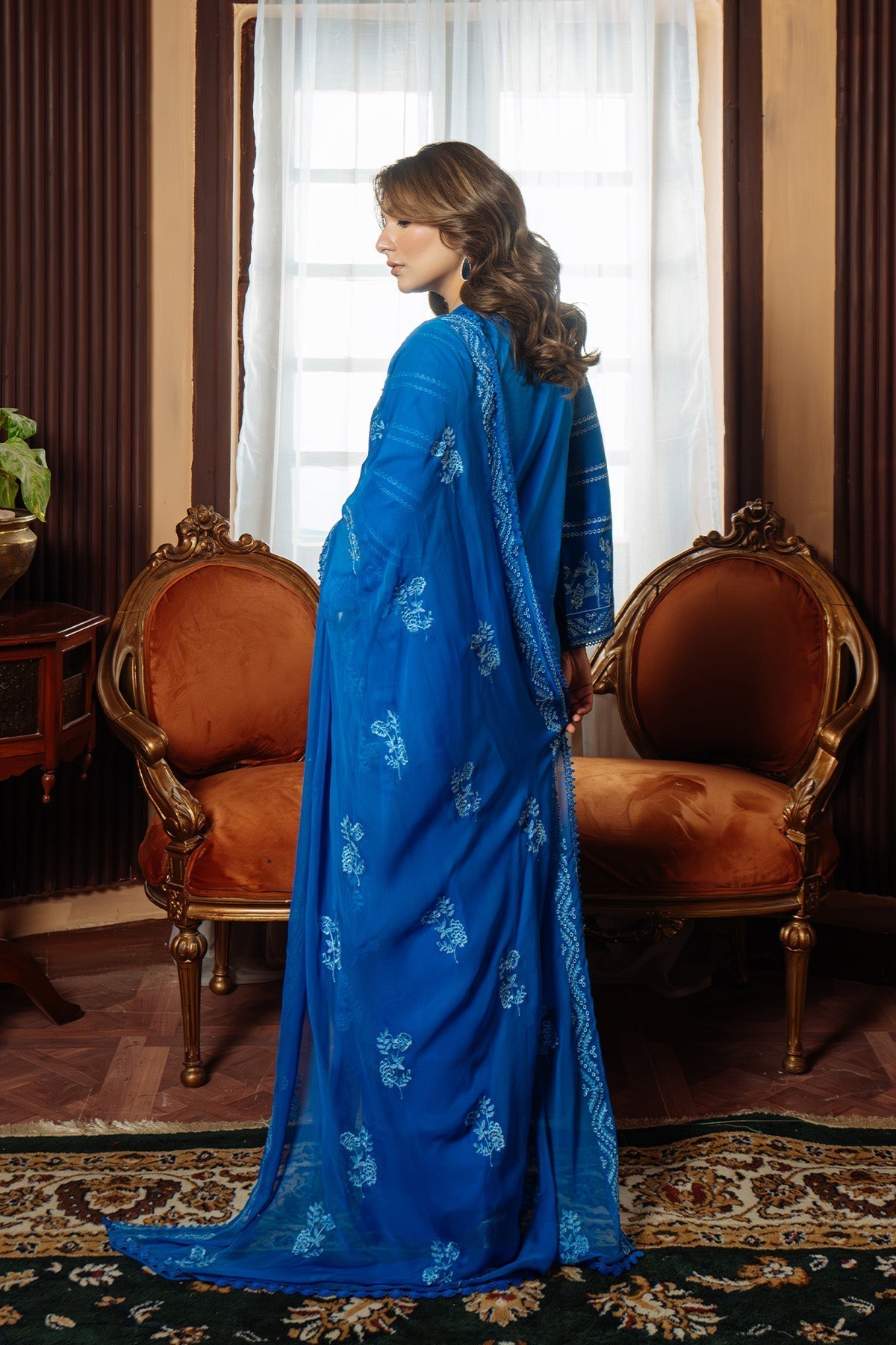 Sahar | Festive Edit Ready to Wear | Moroccan Blue - RTW M Cobalt Blue Lawn