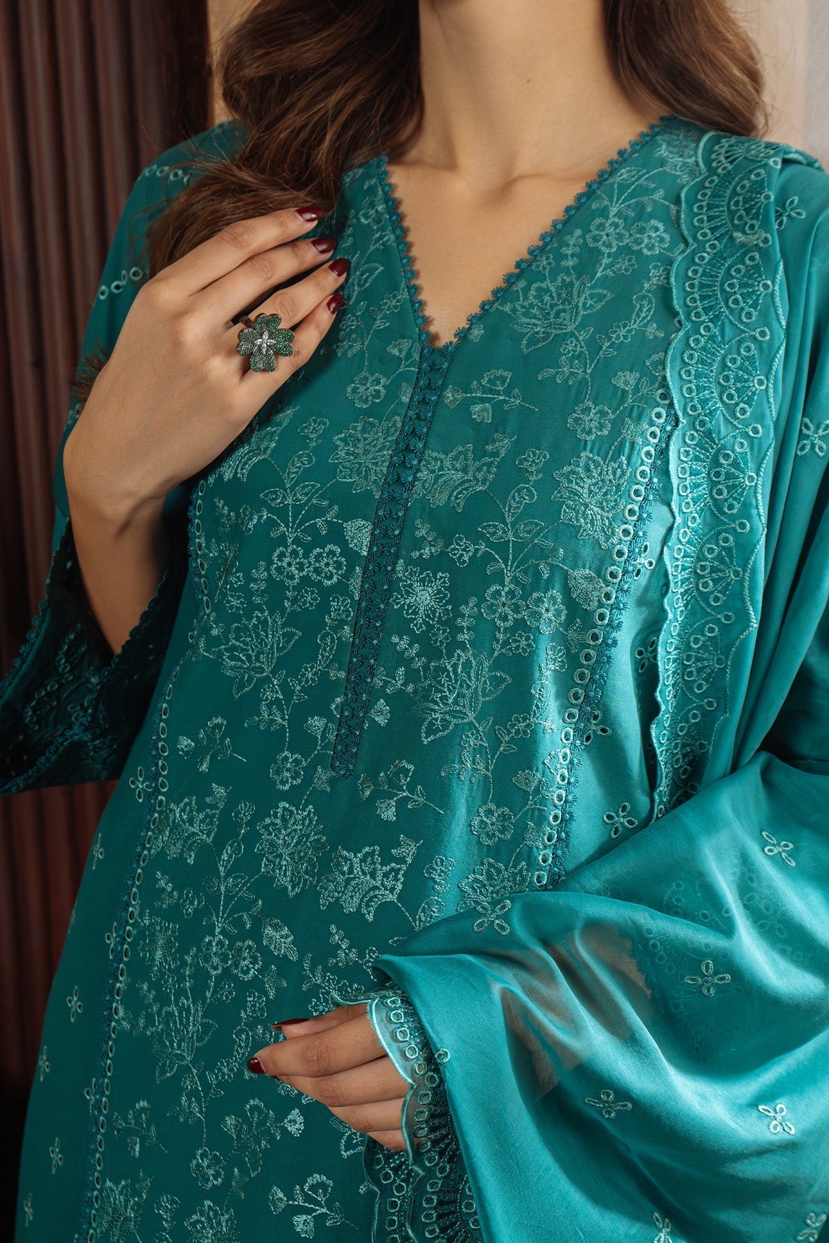 Sahar | Festive Edit Ready to Wear | Regal Reverie - RTW L Teal Lawn