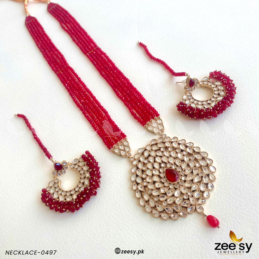 Lotus Necklace-0497 Crystal Red