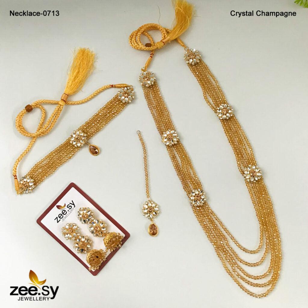 Mala Necklace-0712 Crystal Champagne