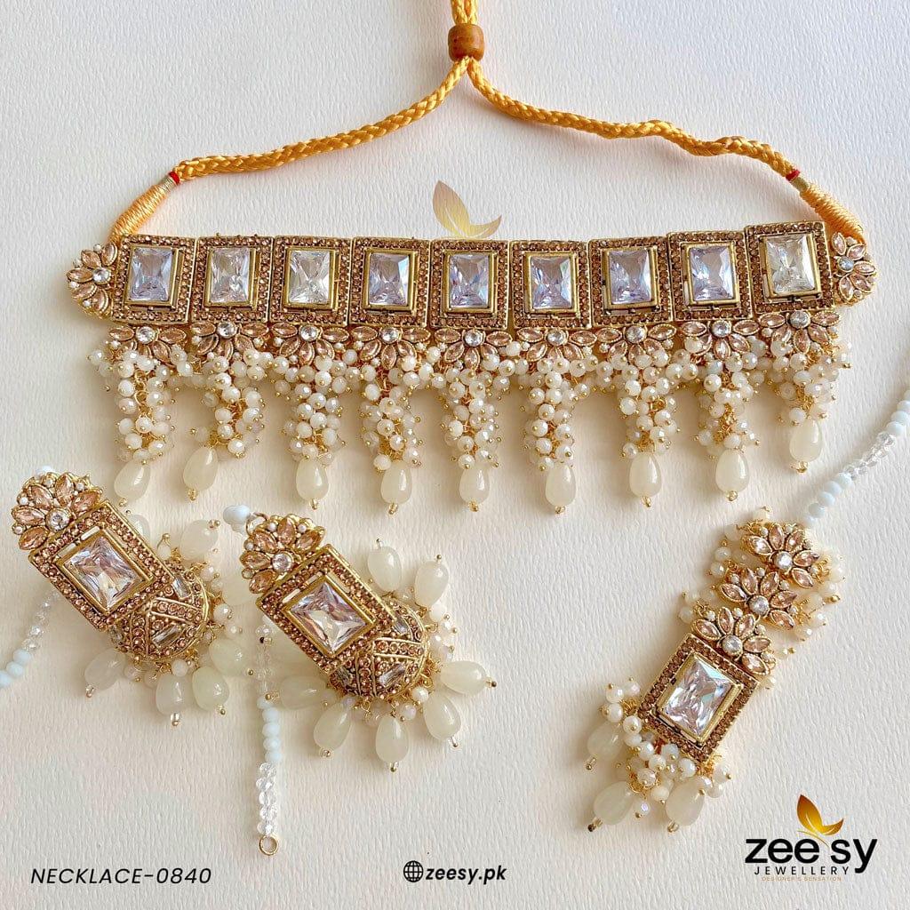 Necklace-0840 Golden White