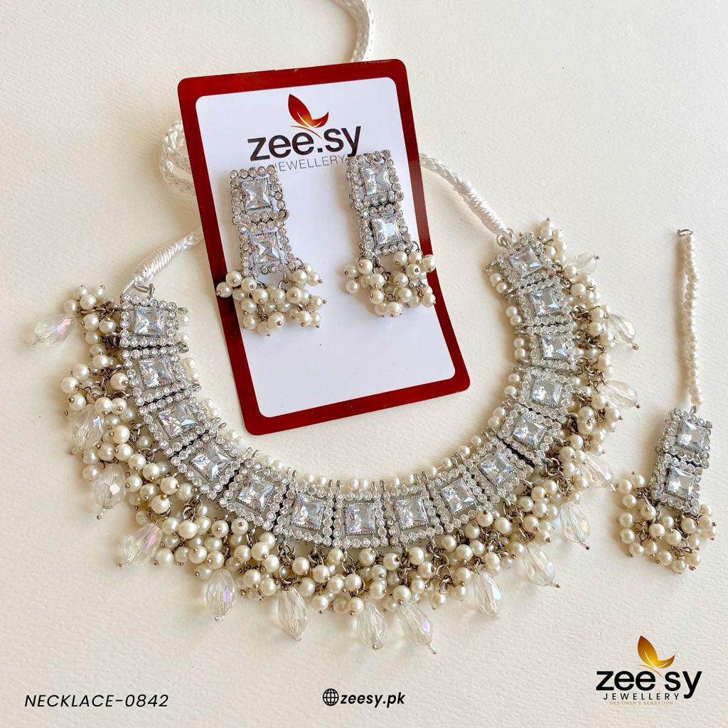 Necklace-0842 Silver Pearl