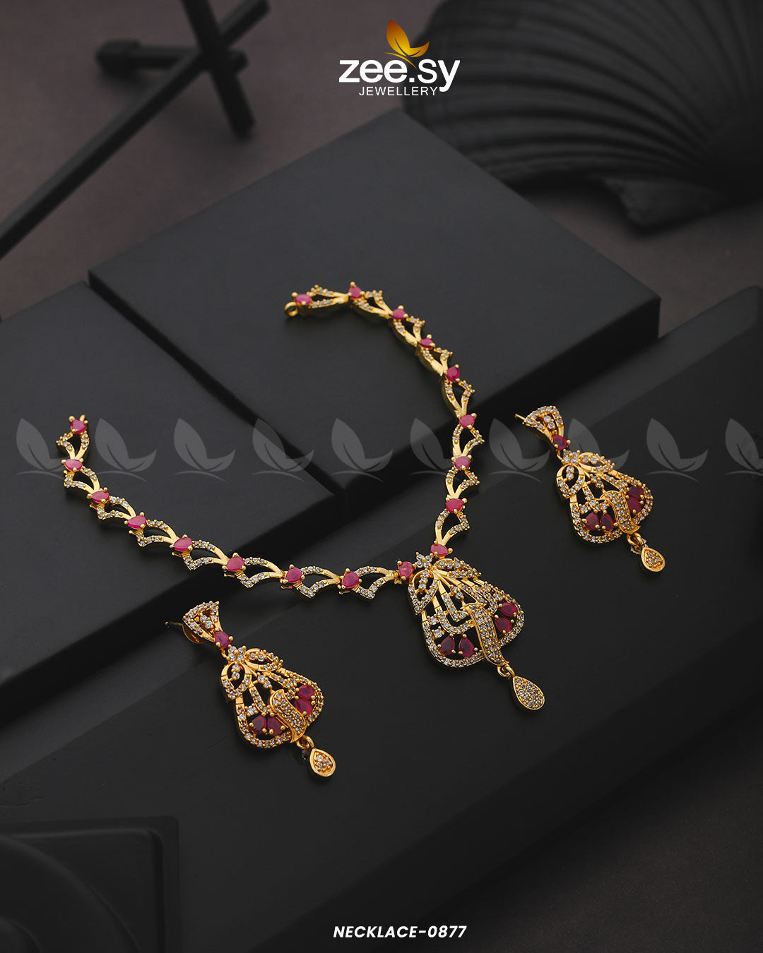 Necklace-0877 Golden Blue