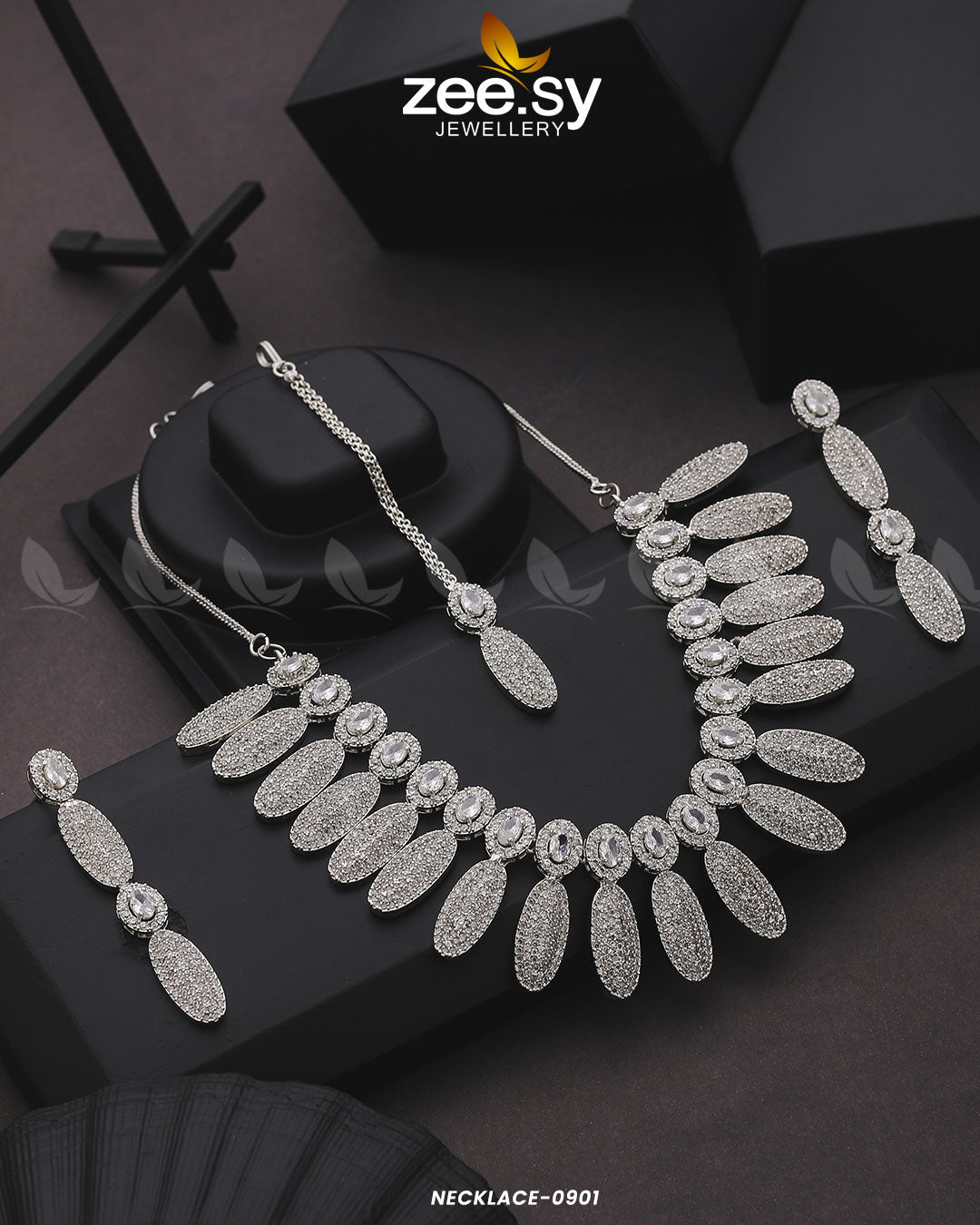 Necklace-0901 Silver White