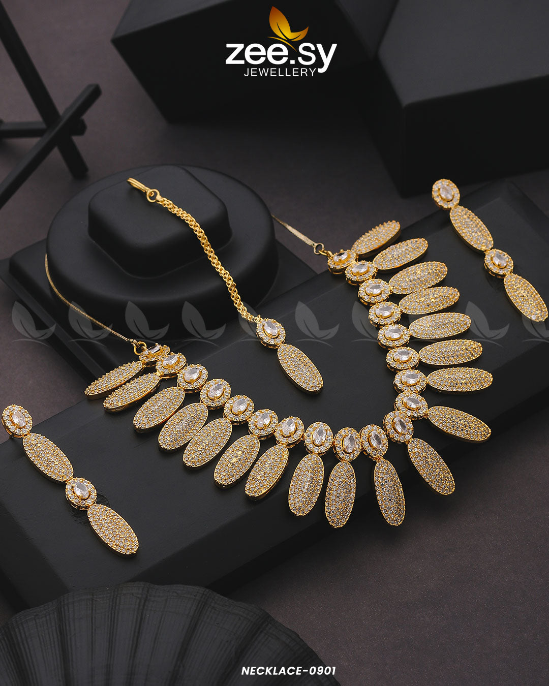 Necklace-0901 Golden White