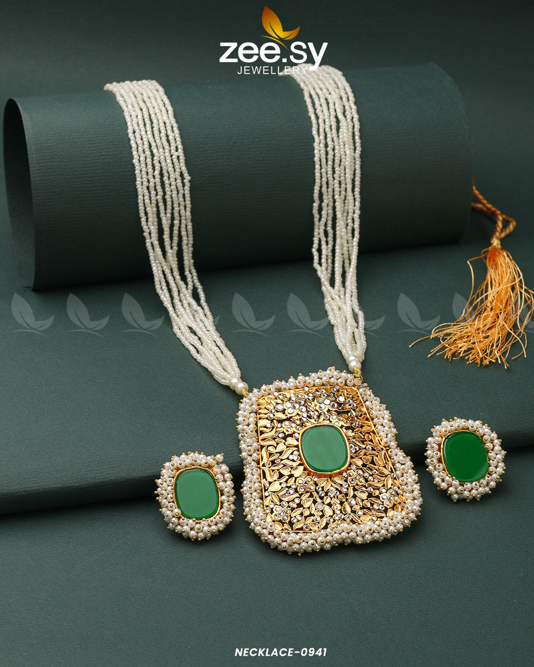 Gajra Pearl Mala Green