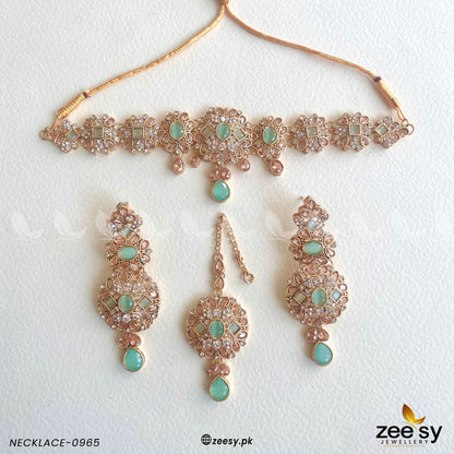 Necklace-0965 Golden Mint Green