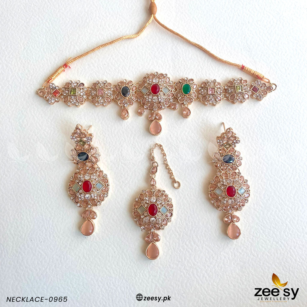 Necklace-0965 Golden Multi