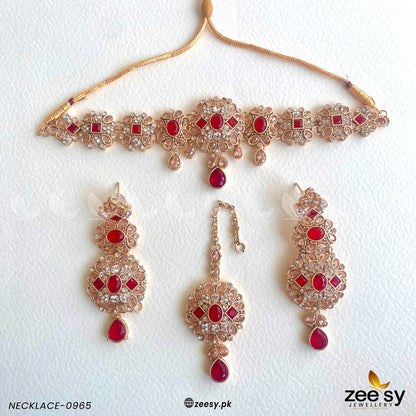 Necklace-0965 Golden Red