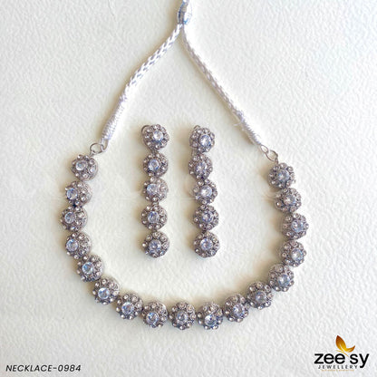 Necklace-0985 Silver White