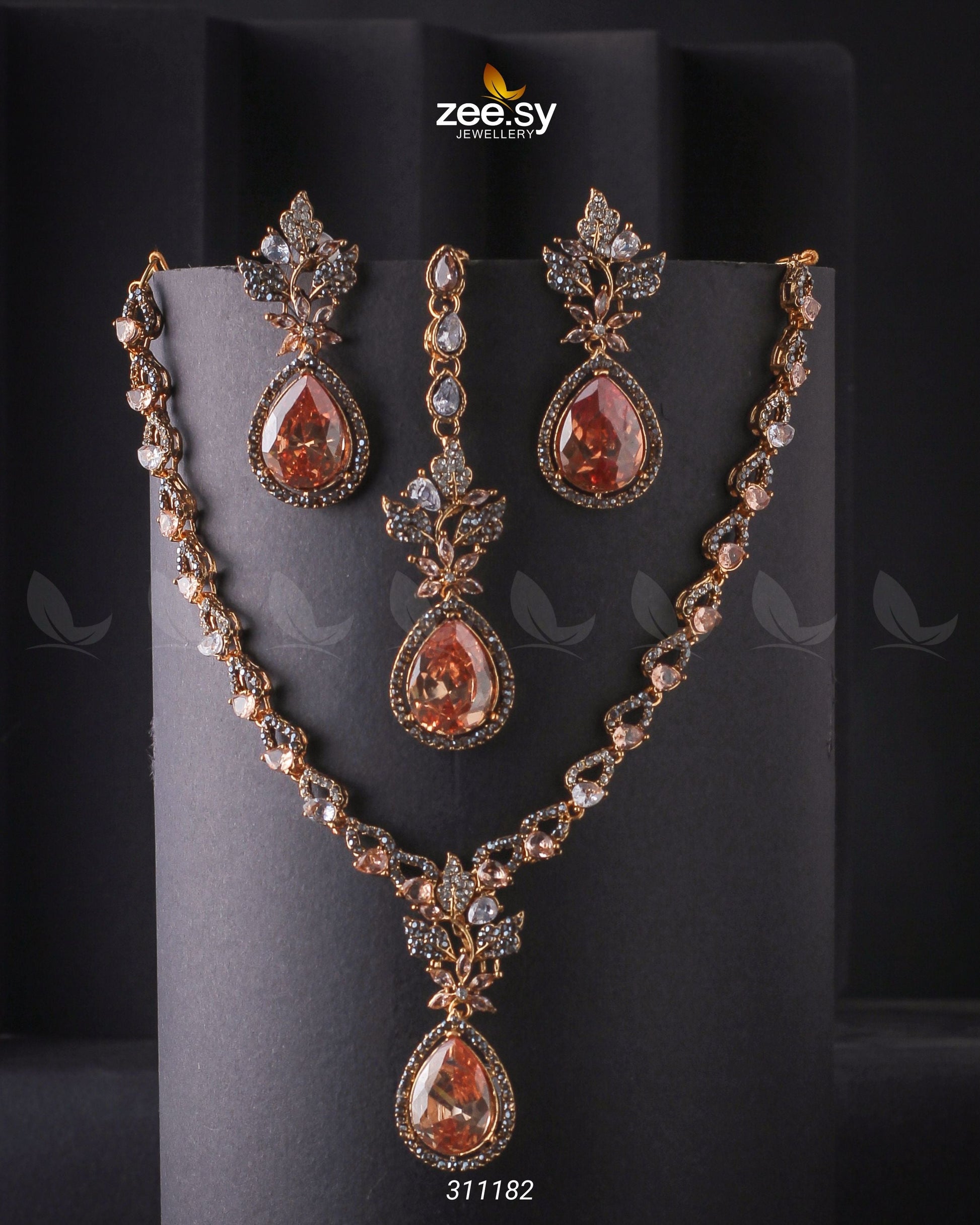 Opal Necklace Set Golden Champagne