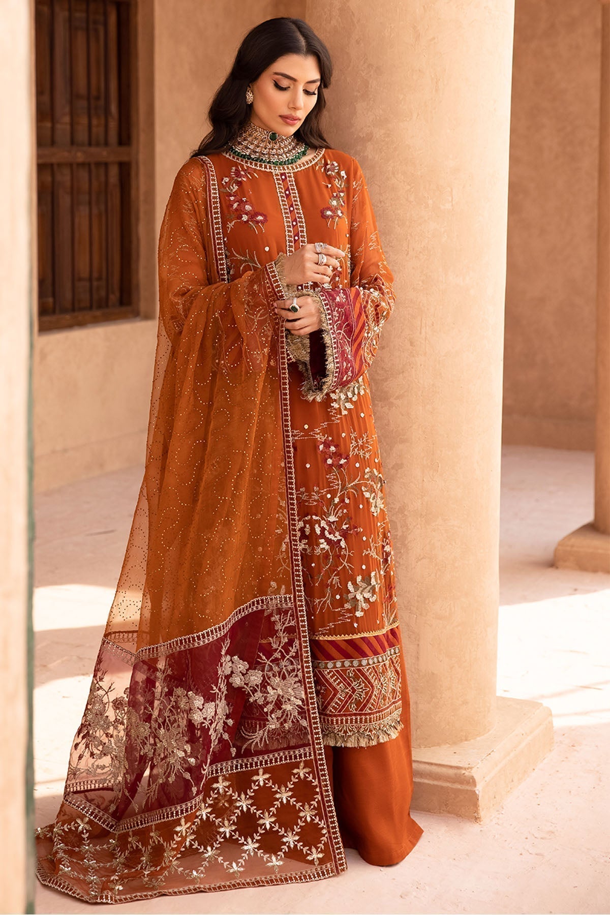 Nureh | Embroidered Luxury Chiffon | NEL-22 - Pakistani Designer Dress - by Nureh | Type: Luxury - 100% Original at Saira Sultan