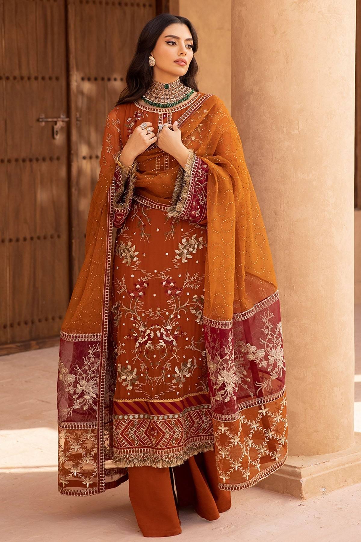 Nureh | Embroidered Luxury Chiffon | NEL-22 - Pakistani Designer Dress - by Nureh | Type: Luxury - 100% Original at Saira Sultan