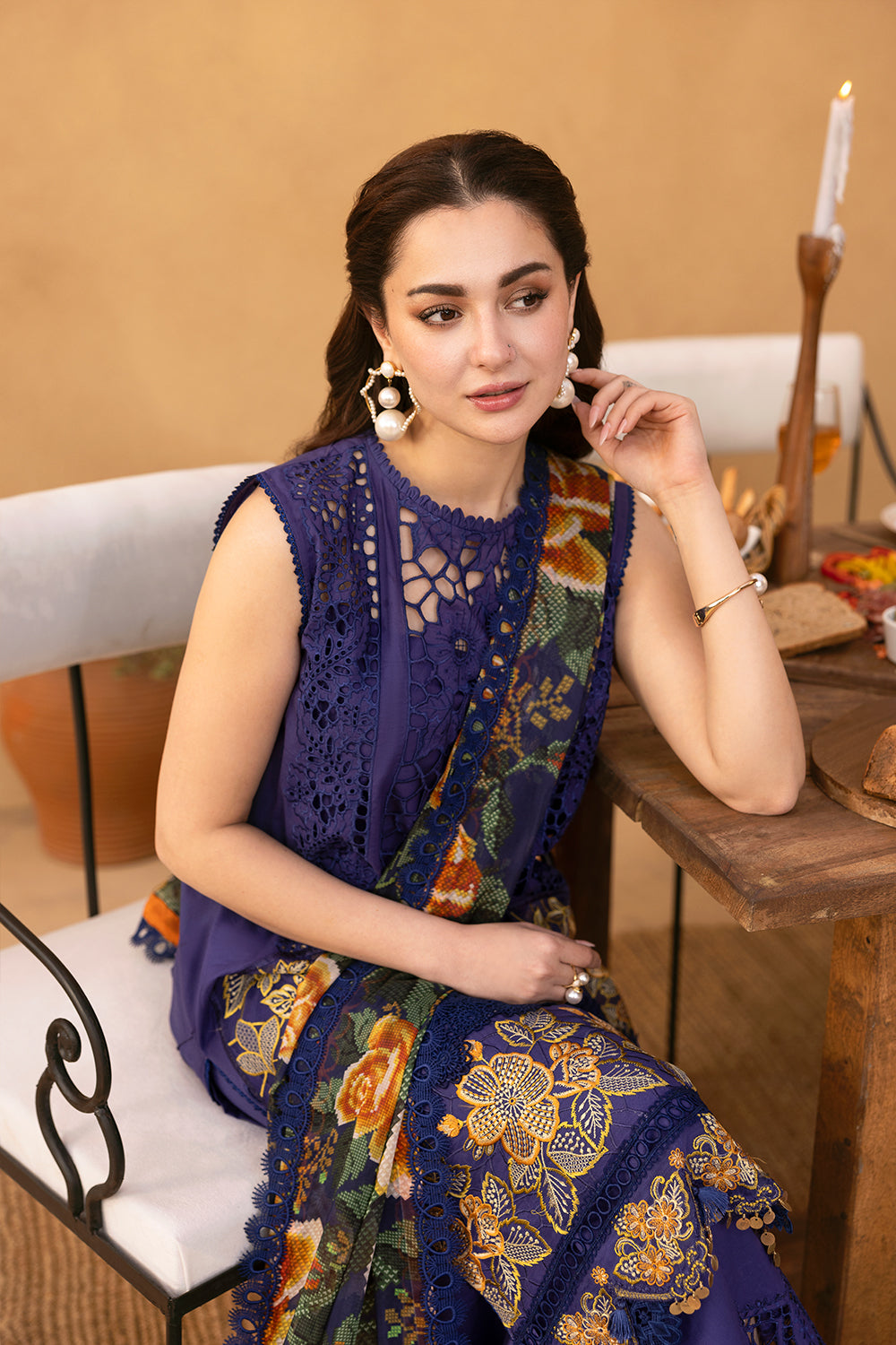Saira Rizwan | Luxury Lawn 25 | AIMEE-SRL25-01 XL Navy Lawn