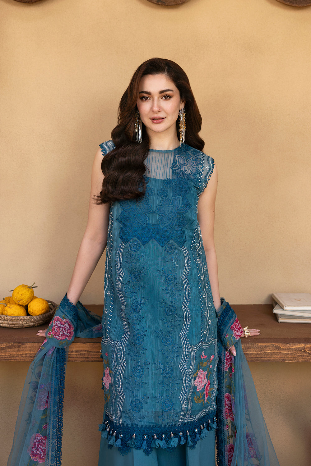 Saira Rizwan | Luxury Lawn 25 | ALMA-SRL25-12 M Dark Teal Lawn