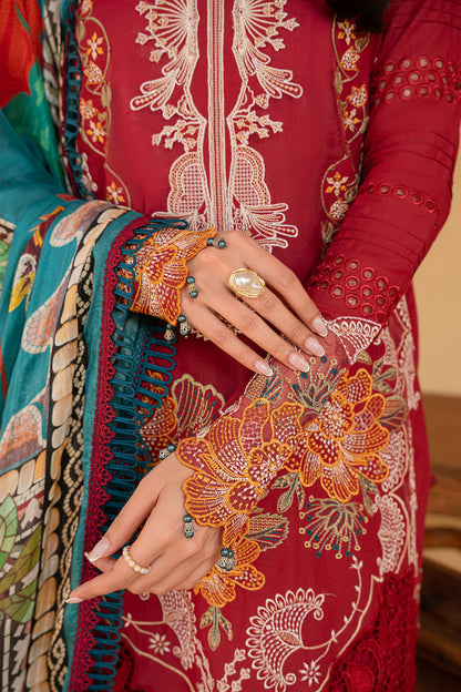 Saira Rizwan | Luxury Lawn 25 | MANON-SRL25-02 M Haute Red Lawn