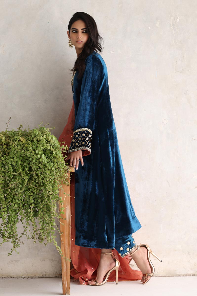 Sana Abbas | Velvet Formals | NINA M Teal Velvet