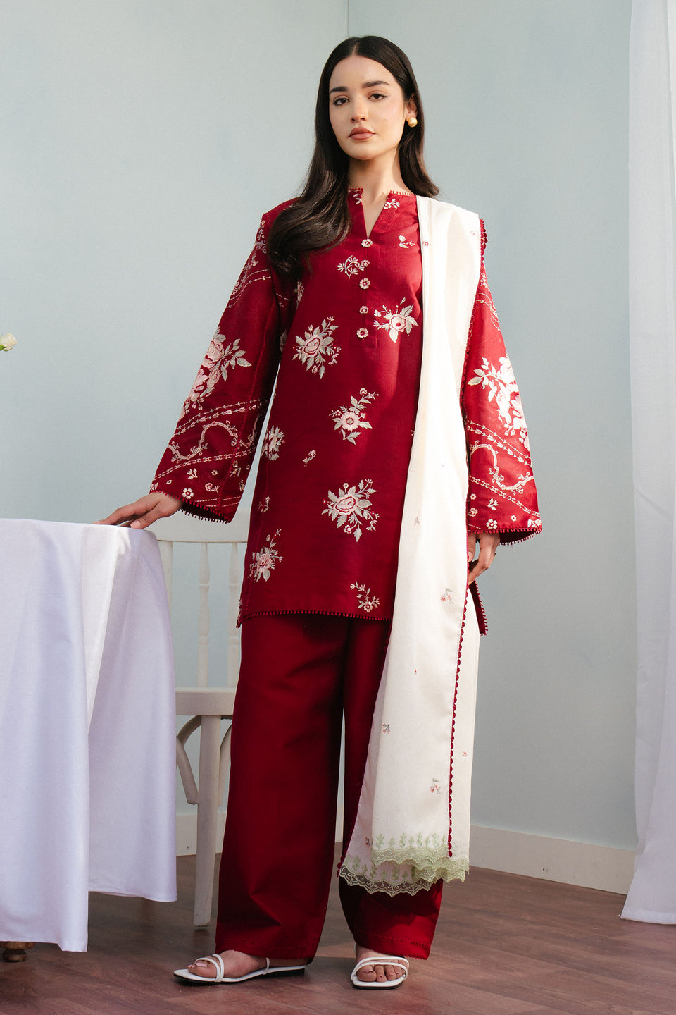 Zara Shahjahan | Coco Lawn 25 | NORA-10A XS Maroon Lawn