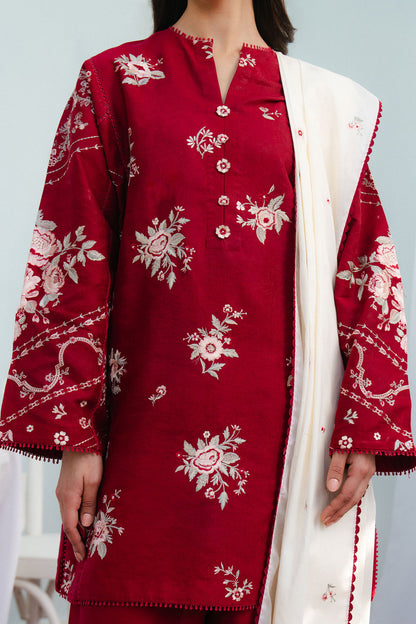 Zara Shahjahan | Coco Lawn 25 | NORA-10A M Maroon Lawn