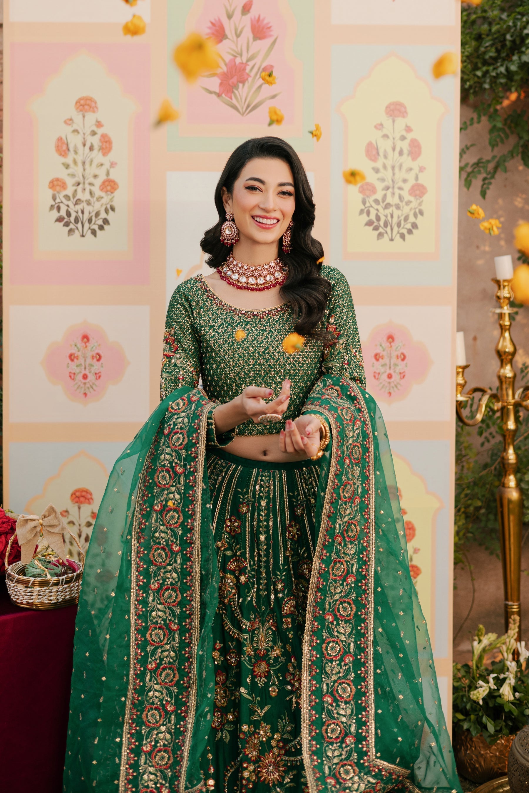 Naqshi | Ghar Ki Shadi | Danir L Bottle Green Indian Raw Silk