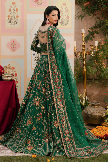 Naqshi | Ghar Ki Shadi | Danir S Bottle Green Indian Raw Silk